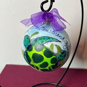 Ritz Carlton Grand Cayman Hand Painted Sea Turtle Ornament Ocean‎ Nautical Beach